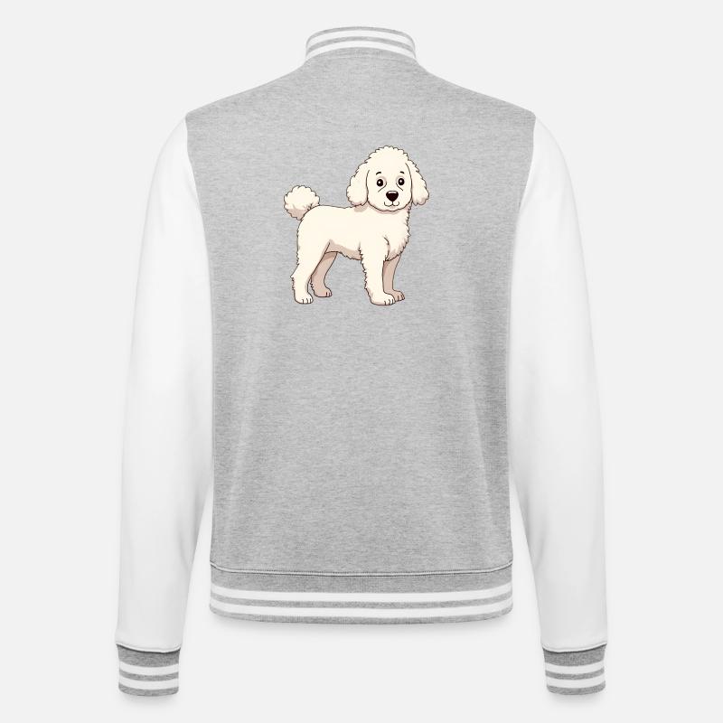 Caniche blanc - Veste Teddy - gris chiné / blanc