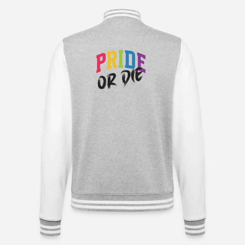 LGBT-Pride-Monat – Pride or Die - College-Sweatjacke - Grau meliert/Weiß