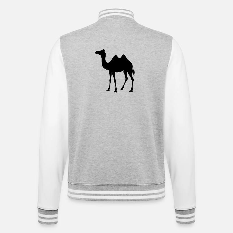 Kamel - College-Sweatjacke - Grau meliert/Weiß