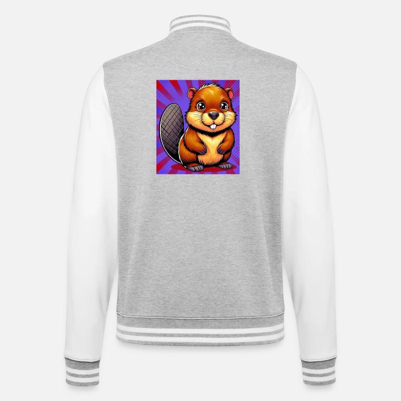 castor - Veste Teddy - gris chiné / blanc