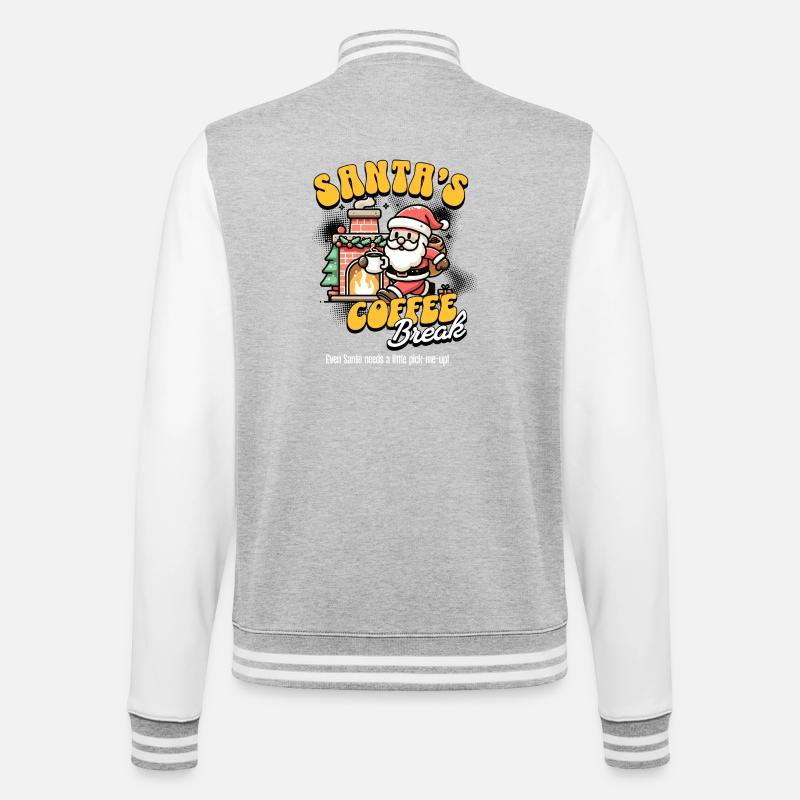 Santa's Coffee Break Funny Christmas Design - College Sweat Jacket - heather grey/white