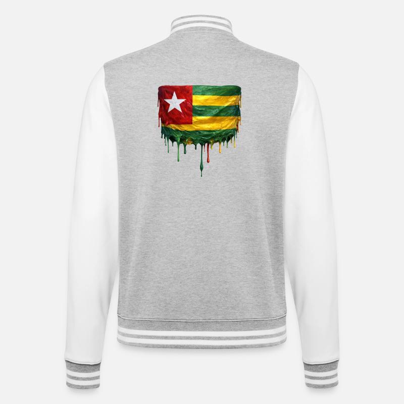 Togo Flag Drop Art - Collegesweatjacka - gråmelerad/vit