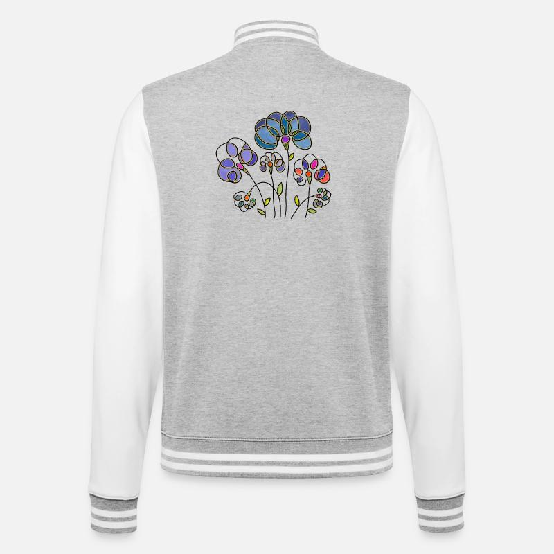 Flowers - College Sweat Jacket - heather grey/white