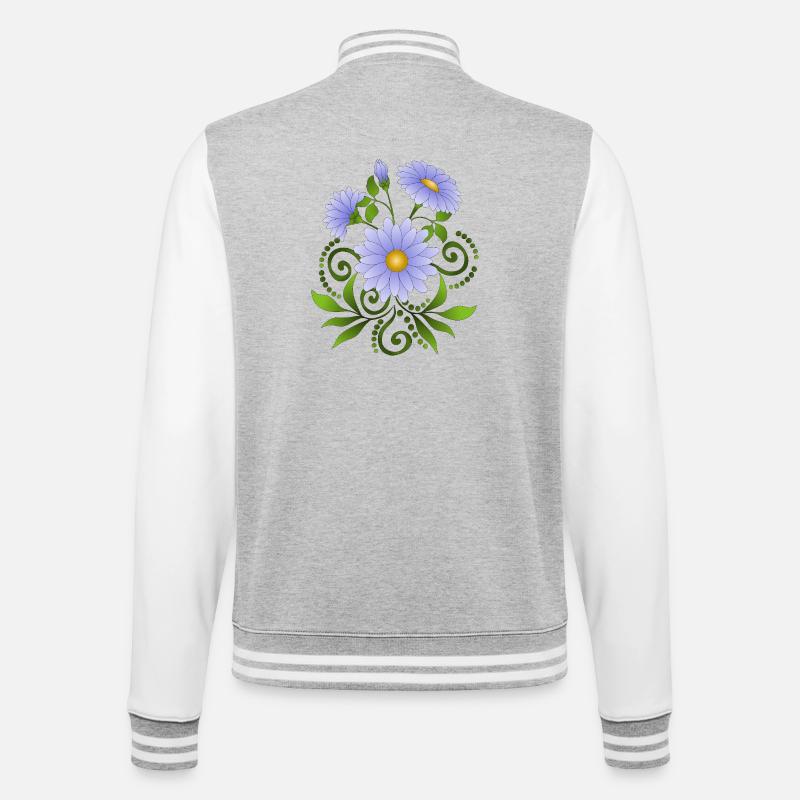 Blumen - College-Sweatjacke - Grau meliert/Weiß