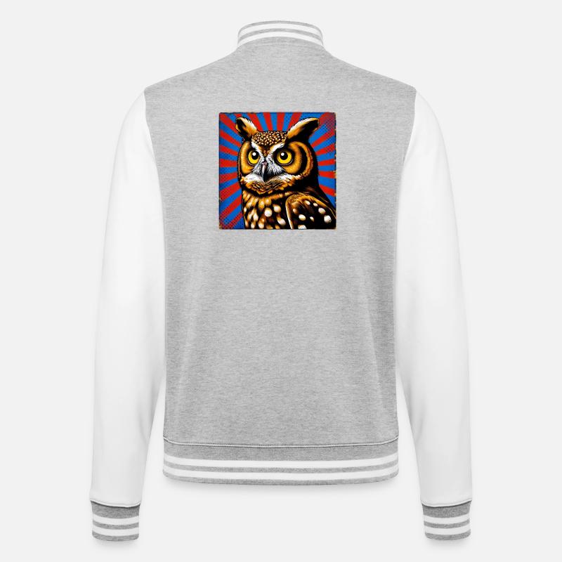 Eule - College-Sweatjacke - Grau meliert/Weiß