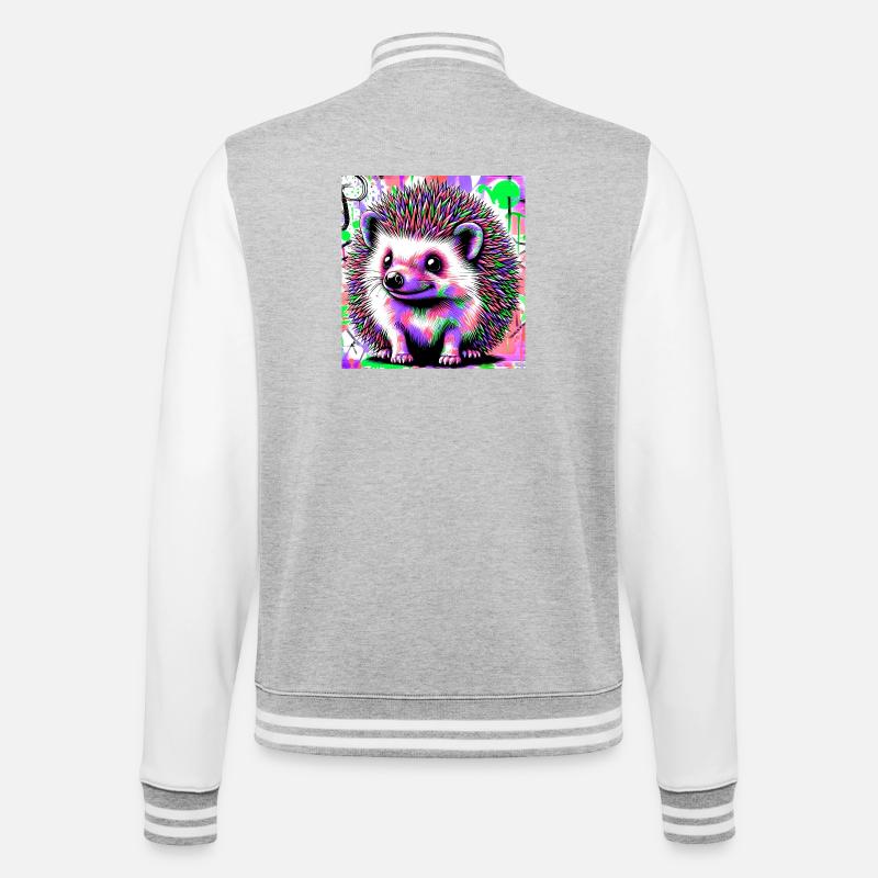 Igel - College-Sweatjacke - Grau meliert/Weiß