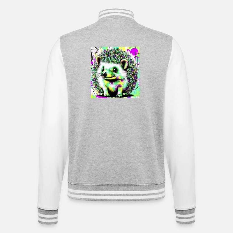 hérisson - Veste Teddy - gris chiné / blanc