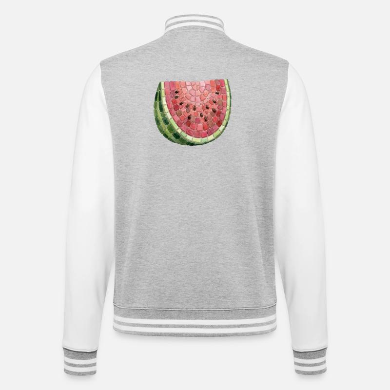 Mosaïque de pastèque - Cadeau d’art d’été - Veste Teddy - gris chiné / blanc