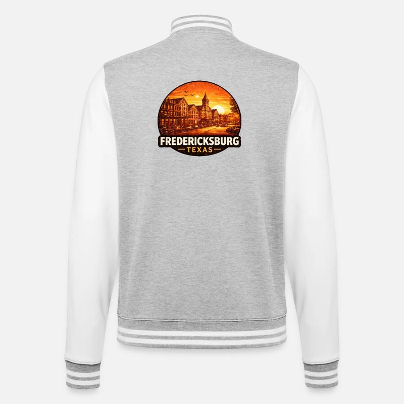 Fredericksburg Texas Sunset Skyline - College Sweat Jacket - heather grey/white