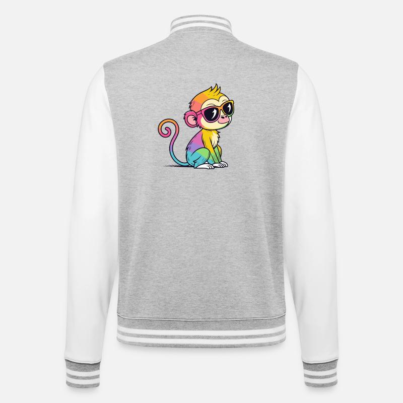 Singe Arc en Ciel Lunettes Chic - Veste Teddy - gris chiné / blanc