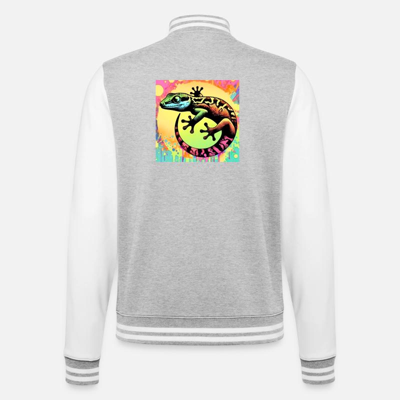 Gecko - Veste Teddy - gris chiné / blanc
