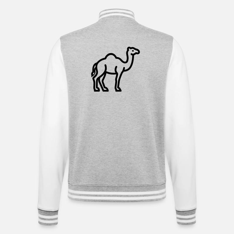 Kamel - College-Sweatjacke - Grau meliert/Weiß