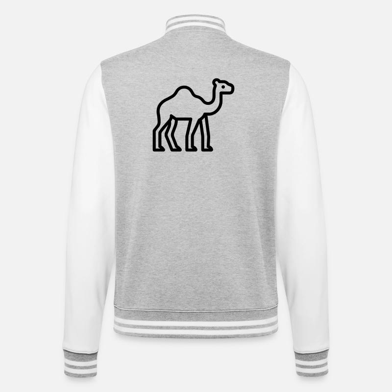 Kamel - College-Sweatjacke - Grau meliert/Weiß