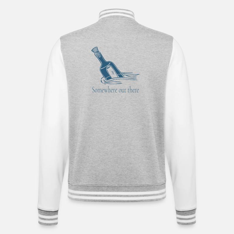 Irgendwo da draußen Flaschenbotschaft-Design - College-Sweatjacke - Grau meliert/Weiß