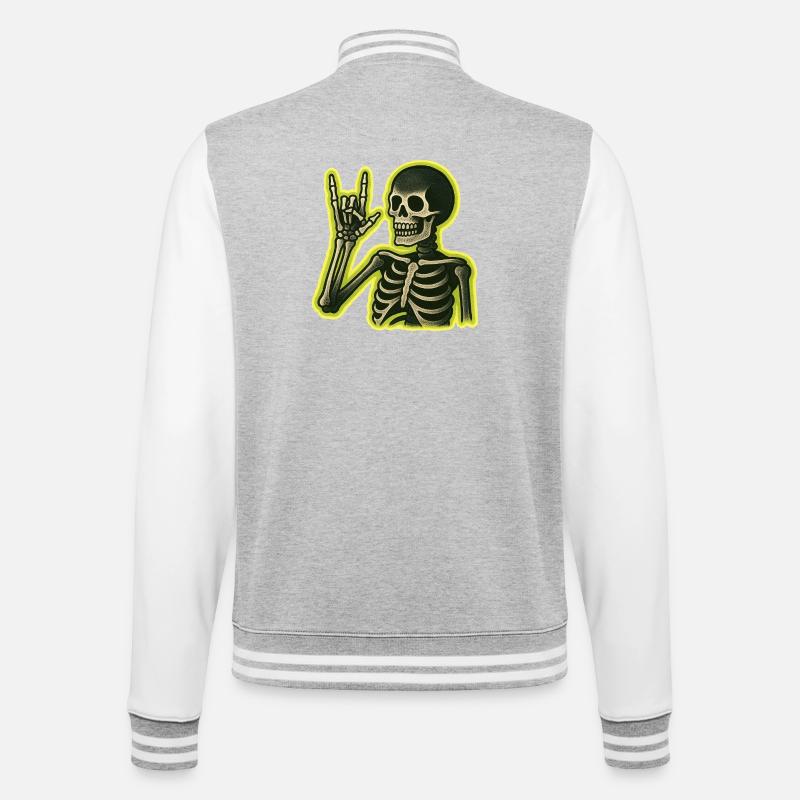Neon Skeleton Rock Schild - College-Sweatjacke - Grau meliert/Weiß