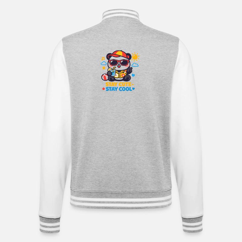Stay Cute Stay Cool Bear Graphic - College Sweat Jacket - heather grey/white