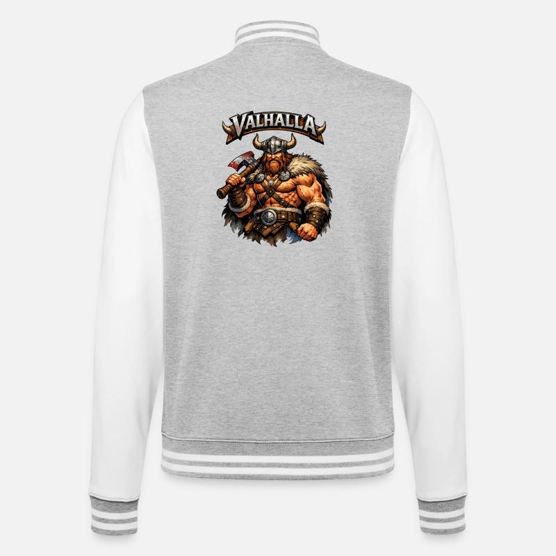 Valhalla Wikinger Axtheld - College-Sweatjacke - Grau meliert/Weiß