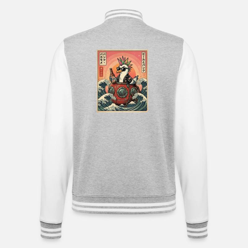 Kawaii Punker Moewe - College-Sweatjacke - Grau meliert/Weiß
