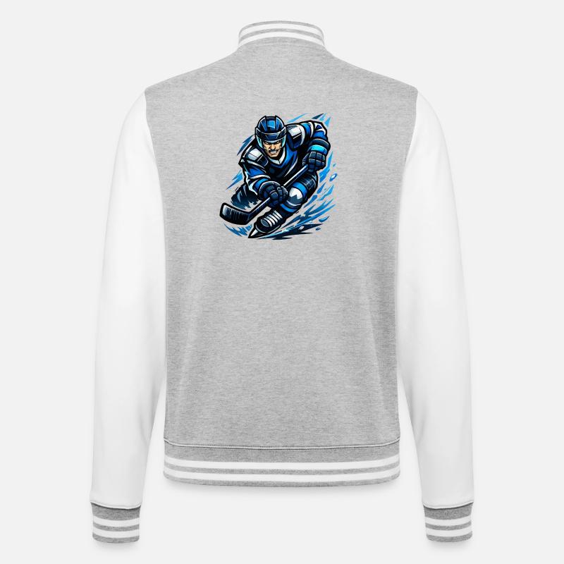 Blitzender Eishockeyspieler - College Sweat Jacket - heather grey/white