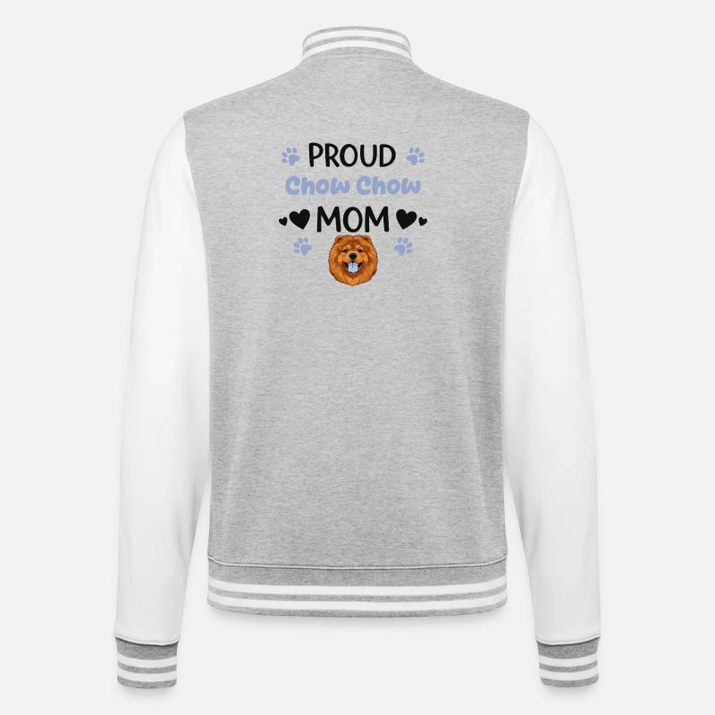 Stolze Chow Mutter, Chow-chow - College-Sweatjacke - Grau meliert/Weiß