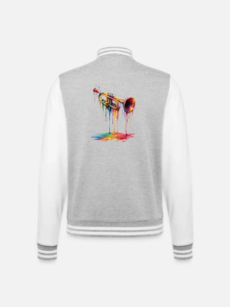 Trumpet with dripping paint - College Sweat Jacket - heather grey/white