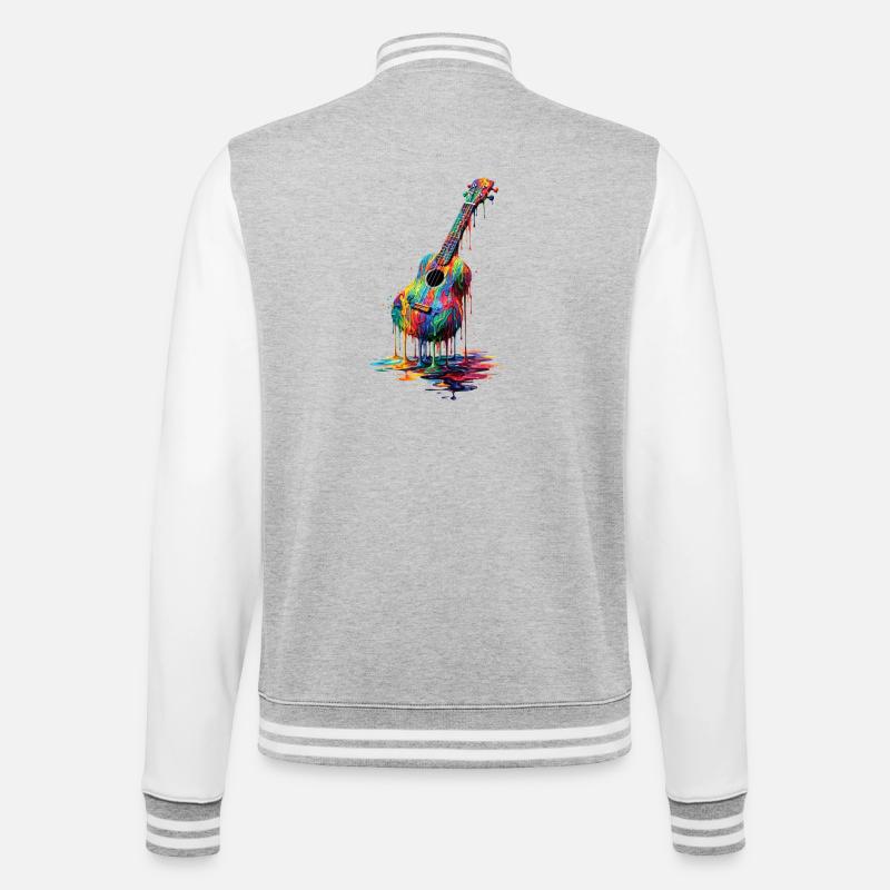 Ukulele with dripping paint - College Sweat Jacket - heather grey/white