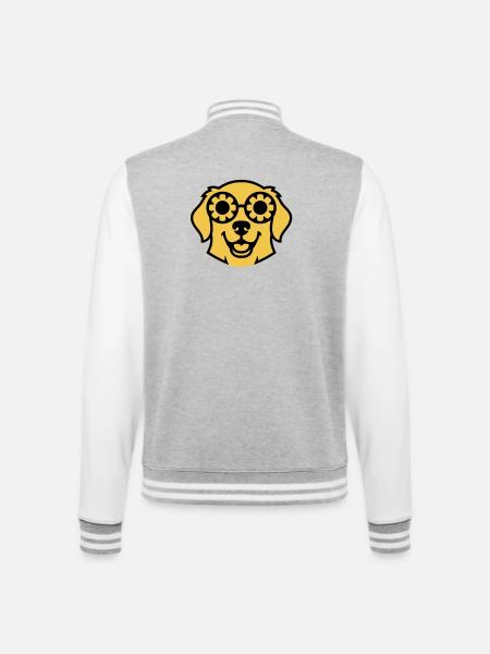 Labrador Flower Glasses Peace Comic - College Sweat Jacket - heather grey/white