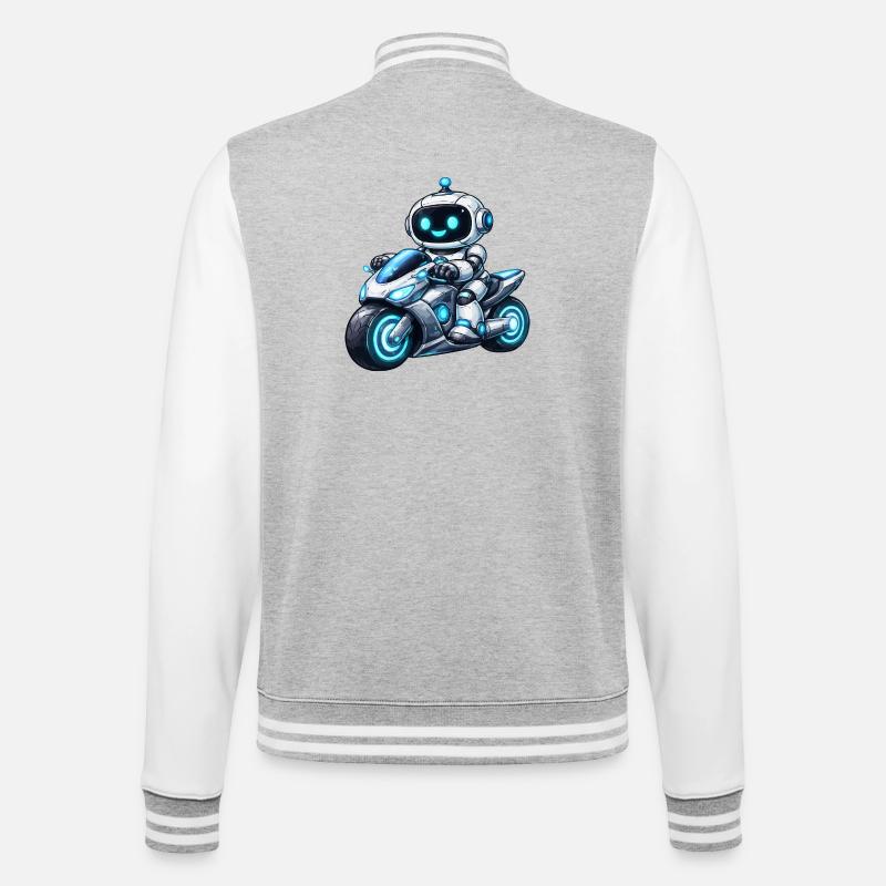 Robot on motorcycle - College Sweat Jacket - heather grey/white