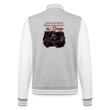 Mitternachtsmaskerade und Drama - College-Sweatjacke - Grau meliert/Weiß - Hinten - Marisol (170cm)