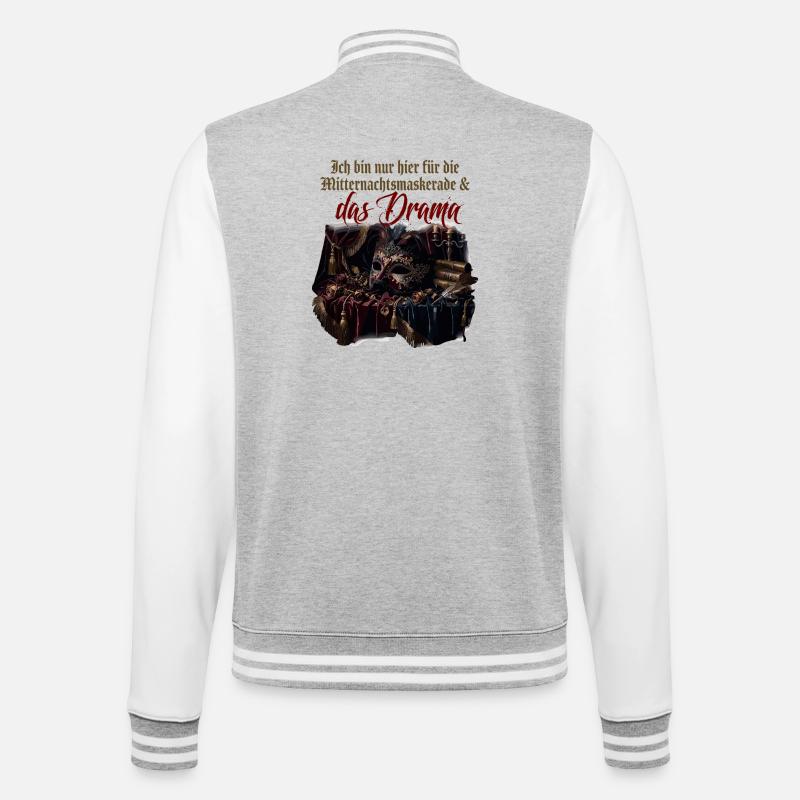 Mitternachtsmaskerade und Drama - College-Sweatjacke - Grau meliert/Weiß