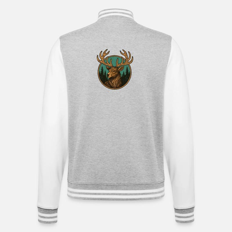Deer in the Forest Emblem - College Sweat Jacket - heather grey/white