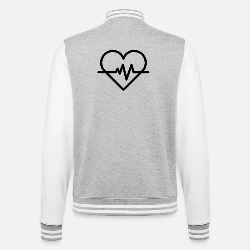 Herzfrequenz - College-Sweatjacke - Grau meliert/Weiß