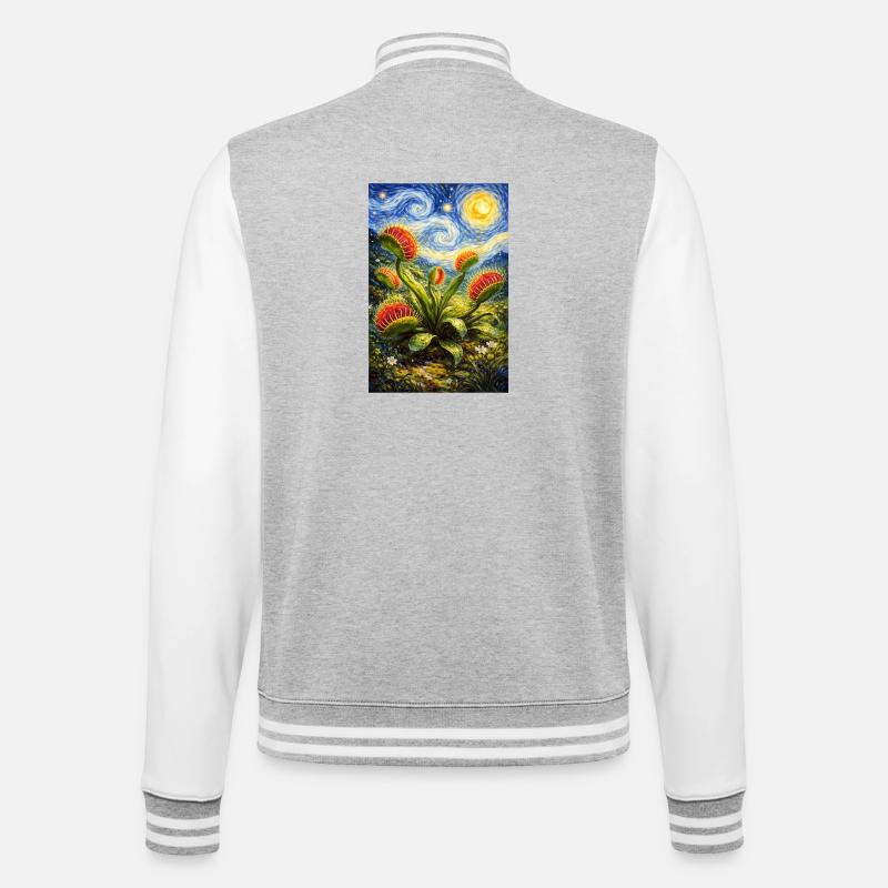 Venus Flytrap Starry Night - College Sweat Jacket - heather grey/white