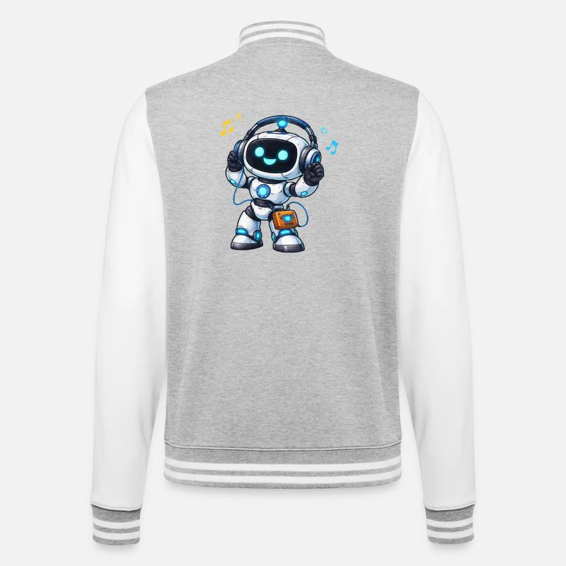 DJ robot spatial avec casque - Veste Teddy - gris chiné / blanc