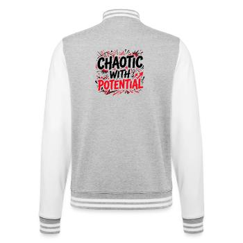 Chaotique avec du potentiel - Drôle de sarcastique - Veste Teddy - gris chiné / blanc - Dos - Marisol (170cm)