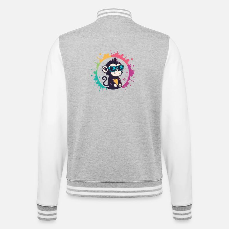 Monkey Splash Circle Blue Glasses - College Sweat Jacket - heather grey/white