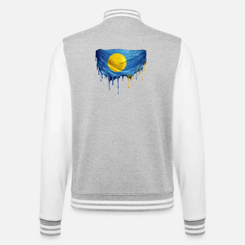 Drapeau Dégoulinant de Palaos - Veste Teddy - gris chiné / blanc
