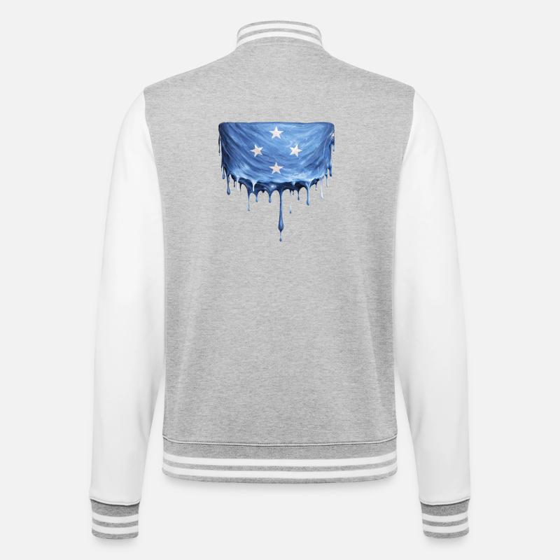 Drapeau dégoulinant de Micronésie - Veste Teddy - gris chiné / blanc