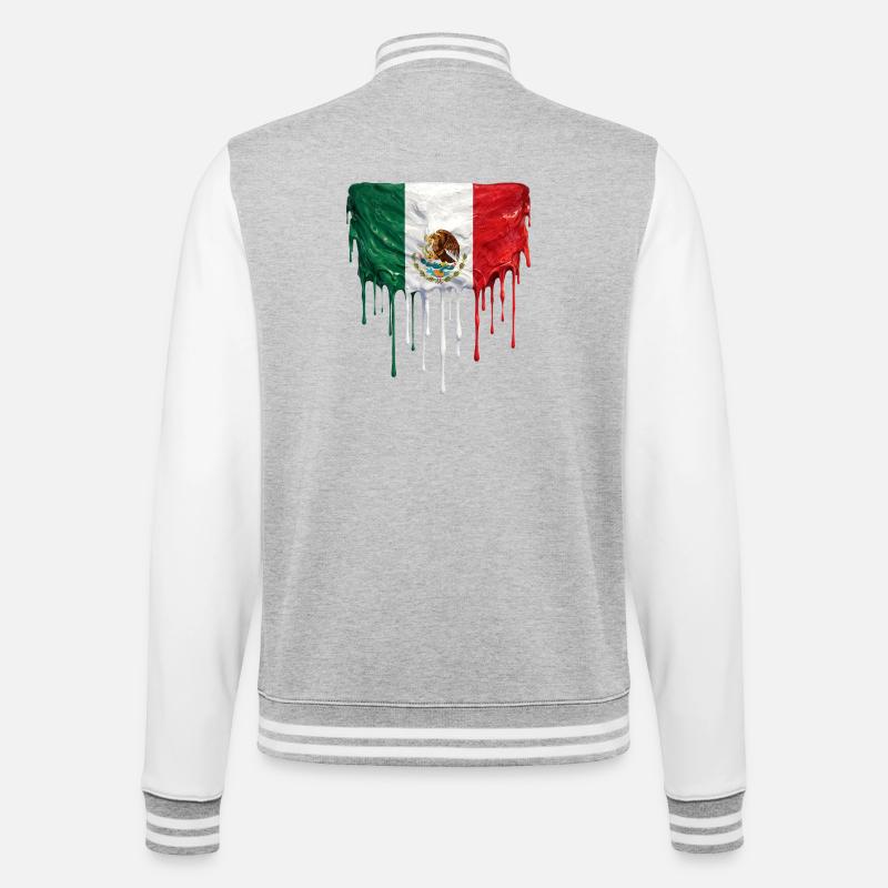 Drapeau Mexicain Gouttant - Veste Teddy - gris chiné / blanc