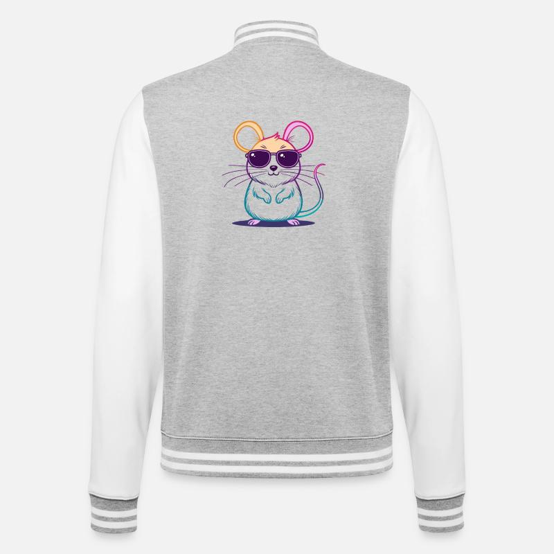 Rainbow Mouse Glasses - College Sweat Jacket - heather grey/white