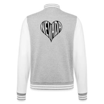 Typographie cardiaque du Nevada USA - Veste Teddy - gris chiné / blanc - Dos - Marisol (170cm)