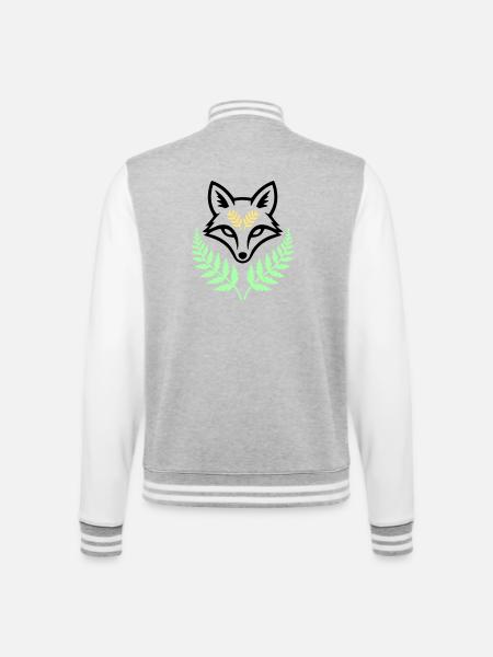 Fuchs Farn Pastell Wald Logo - College-Sweatjacke - Grau meliert/Weiß