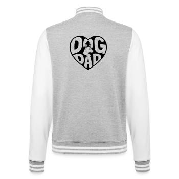 Dog Dad - Hundepapa Herz mit Hundesilhouette - College-Sweatjacke - Grau meliert/Weiß - Hinten - Marisol (170cm)