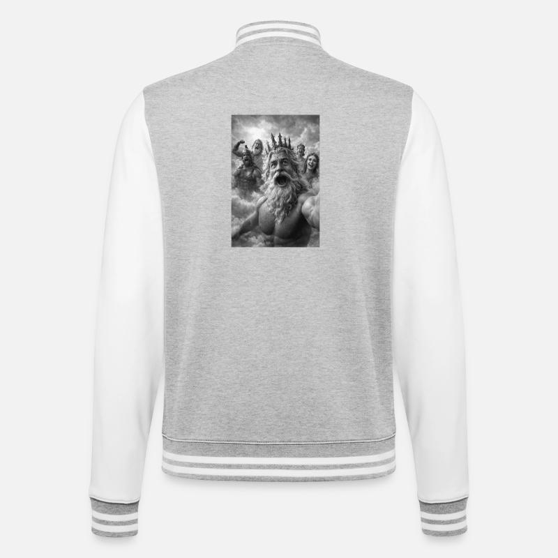 Poseidon-Selfie mit den Göttern - College-Sweatjacke - Grau meliert/Weiß