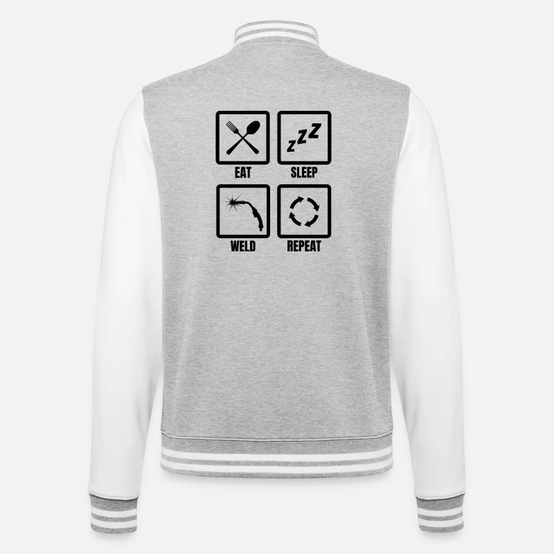 Schweißer Routine - College-Sweatjacke - Grau meliert/Weiß