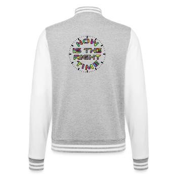 Now & Time - College Sweat Jacket - heather grey/white - Back - Marisol (170cm)