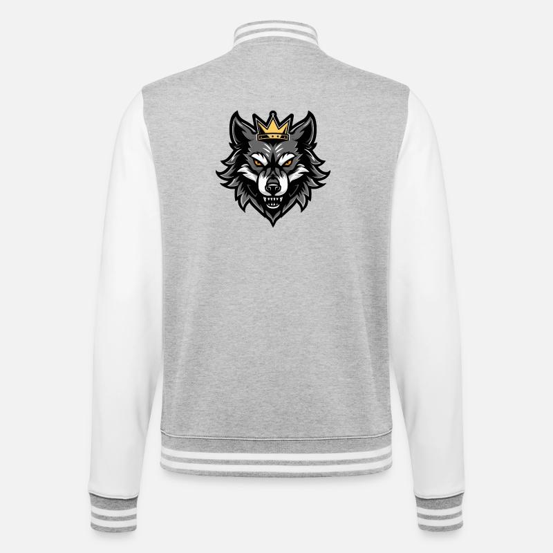 Wolf Head Crown - College Sweat Jacket - heather grey/white