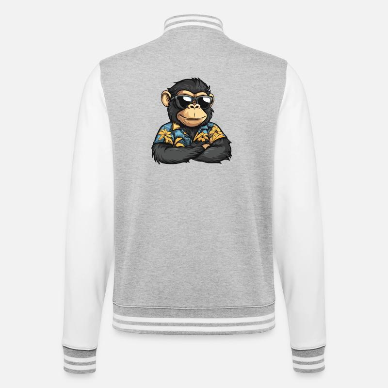 Vacances de bandes dessinées Singe - Veste Teddy - gris chiné / blanc