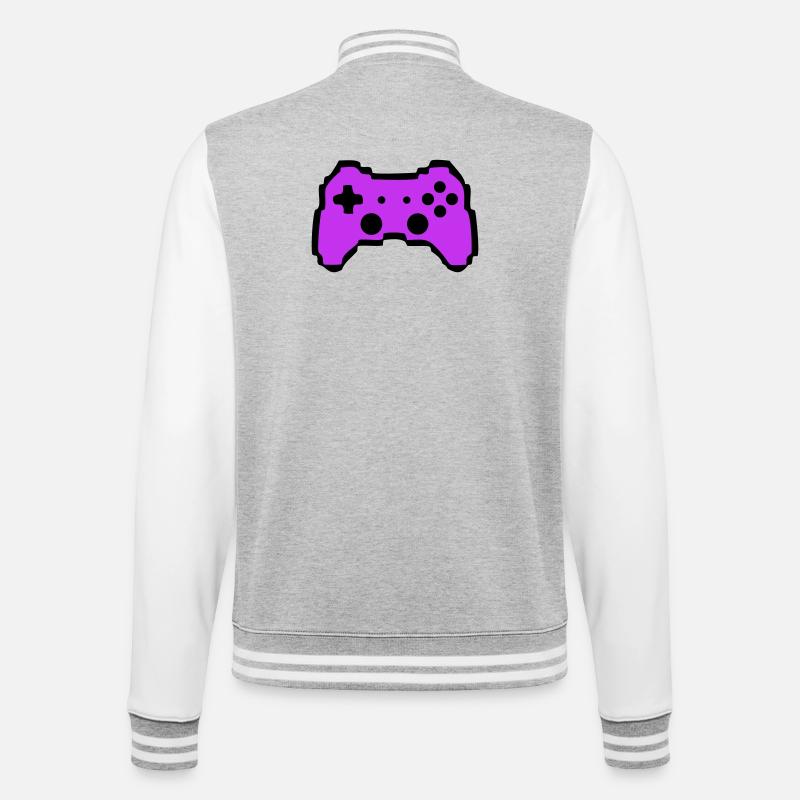 Retro Gamepad Controller Gamer - College-Sweatjacke - Grau meliert/Weiß