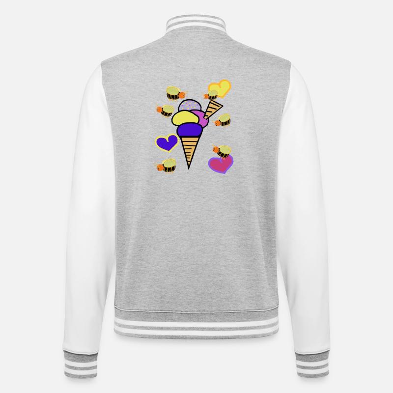 Retro Eis Eiskrem Eiscreme Bienen - College Sweat Jacket - heather grey/white